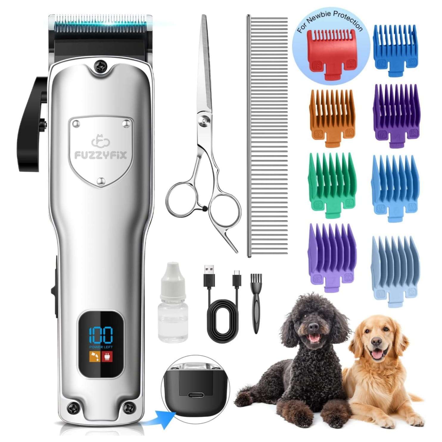 Cortapelos profesional para perros, recargable, cuchilla de cerámica.