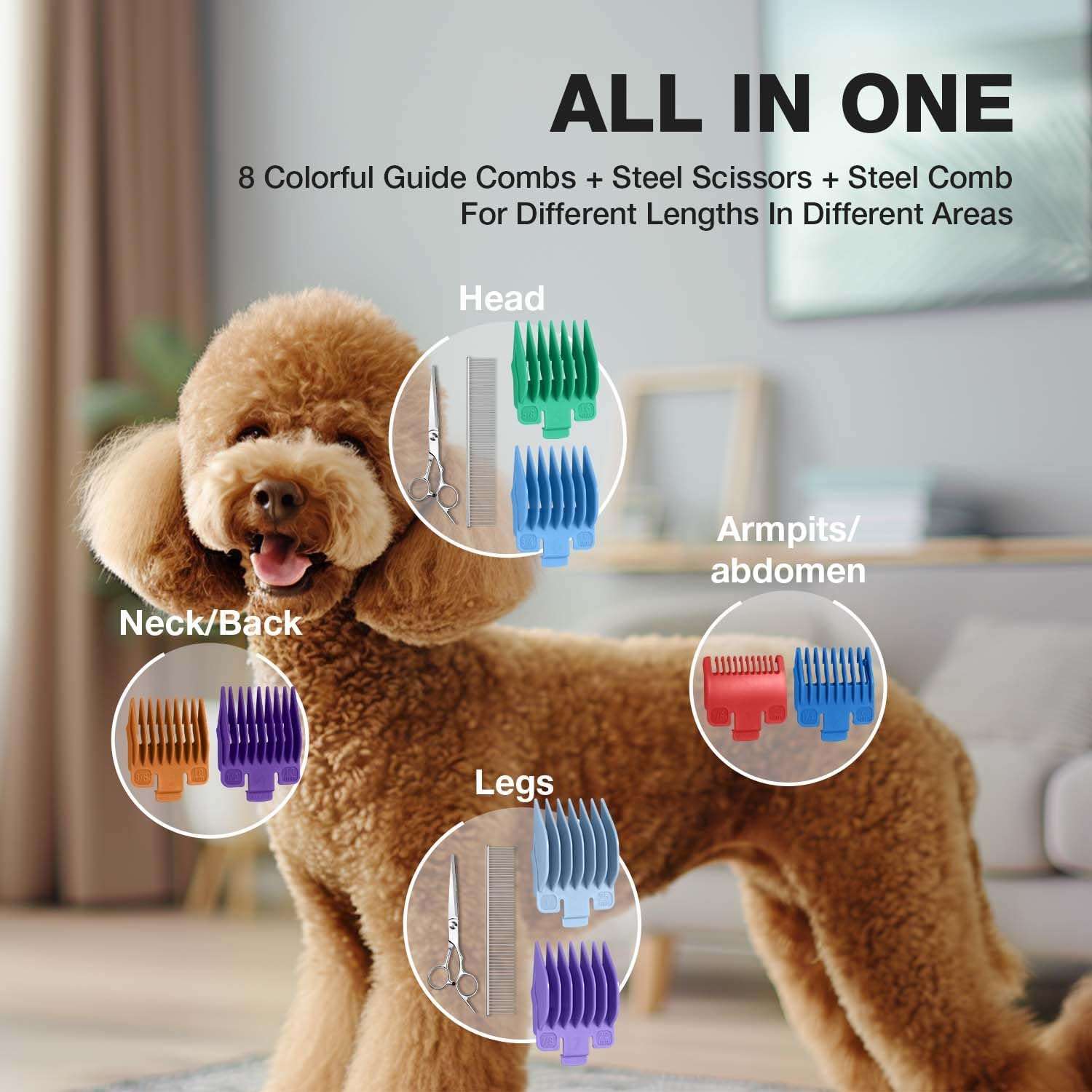 Cortapelos profesional para perros, recargable, cuchilla de cerámica.