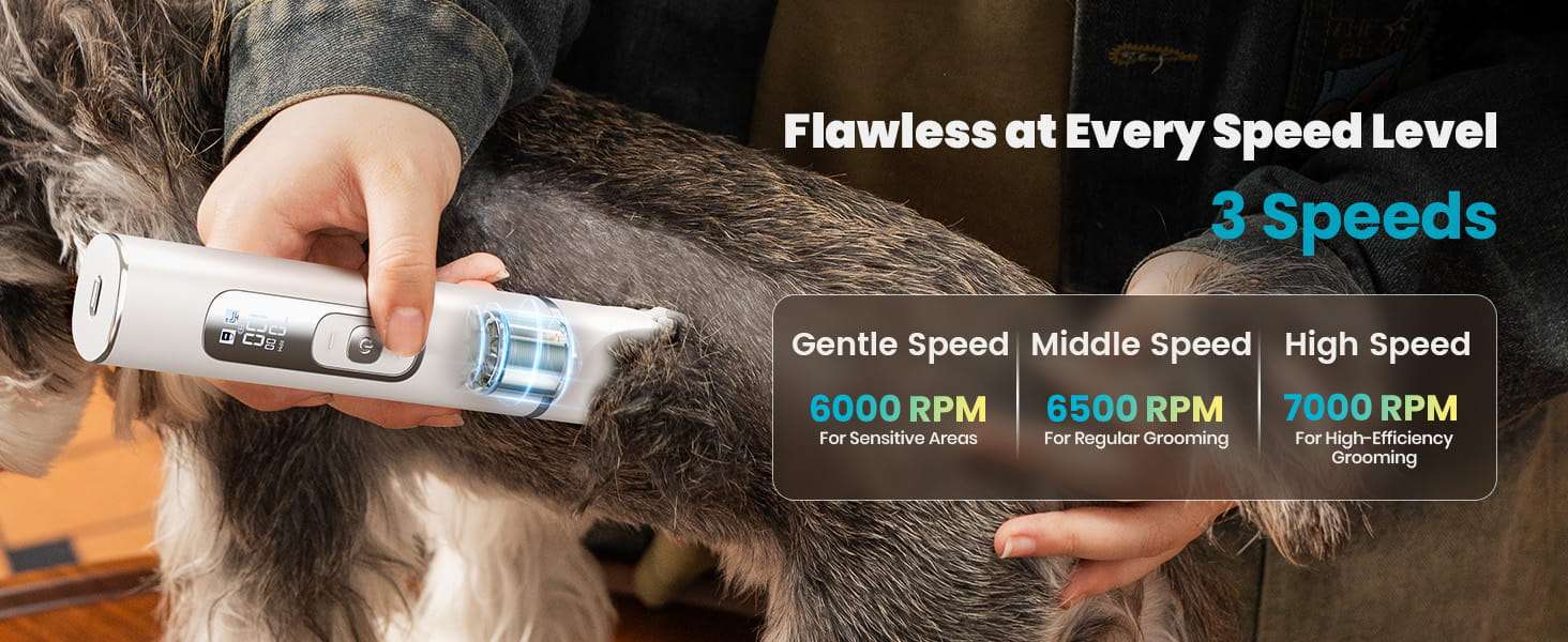 Maquina cortadora de pelo y uñas para perros cuatro en uno inalambrica y resistente al agua.
