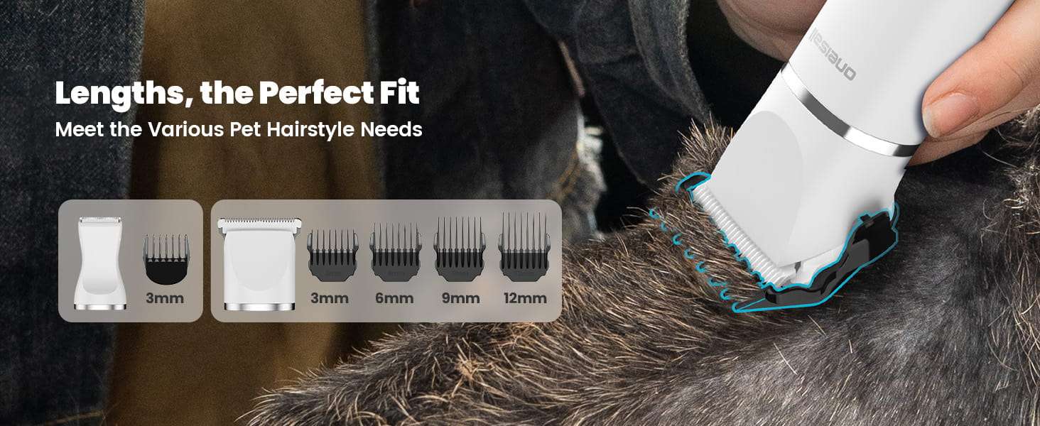 Maquina cortadora de pelo y uñas para perros cuatro en uno inalambrica y resistente al agua.