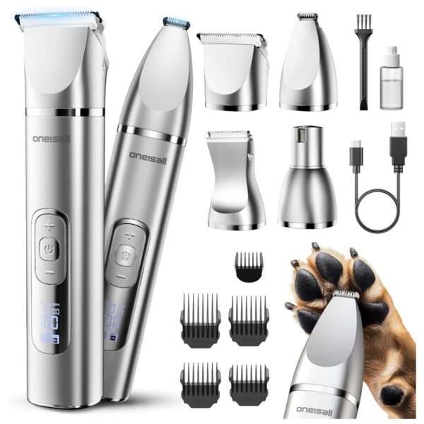 Kit de aseo 4 en 1 para mascotas, silencioso, inalámbrico y recargable.