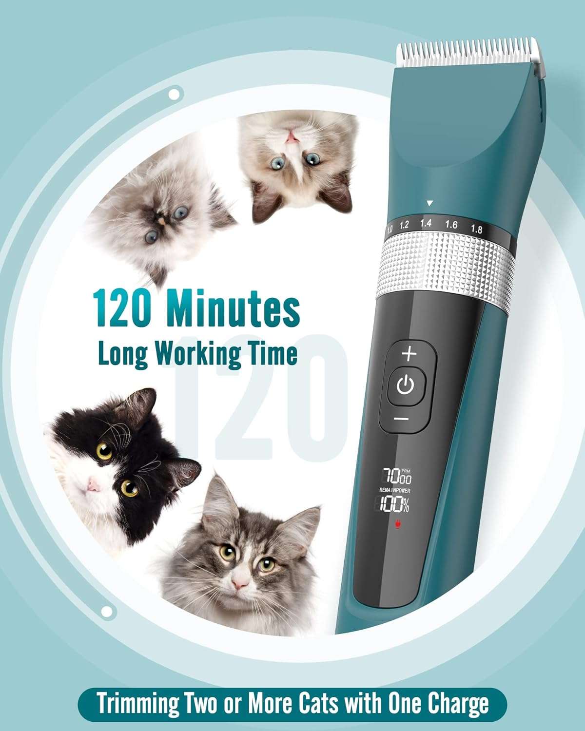 Cortapelos para Gatos – Silenciosa, Inalámbrica e Impermeable para Cabello Enmarañado - Imagen 5