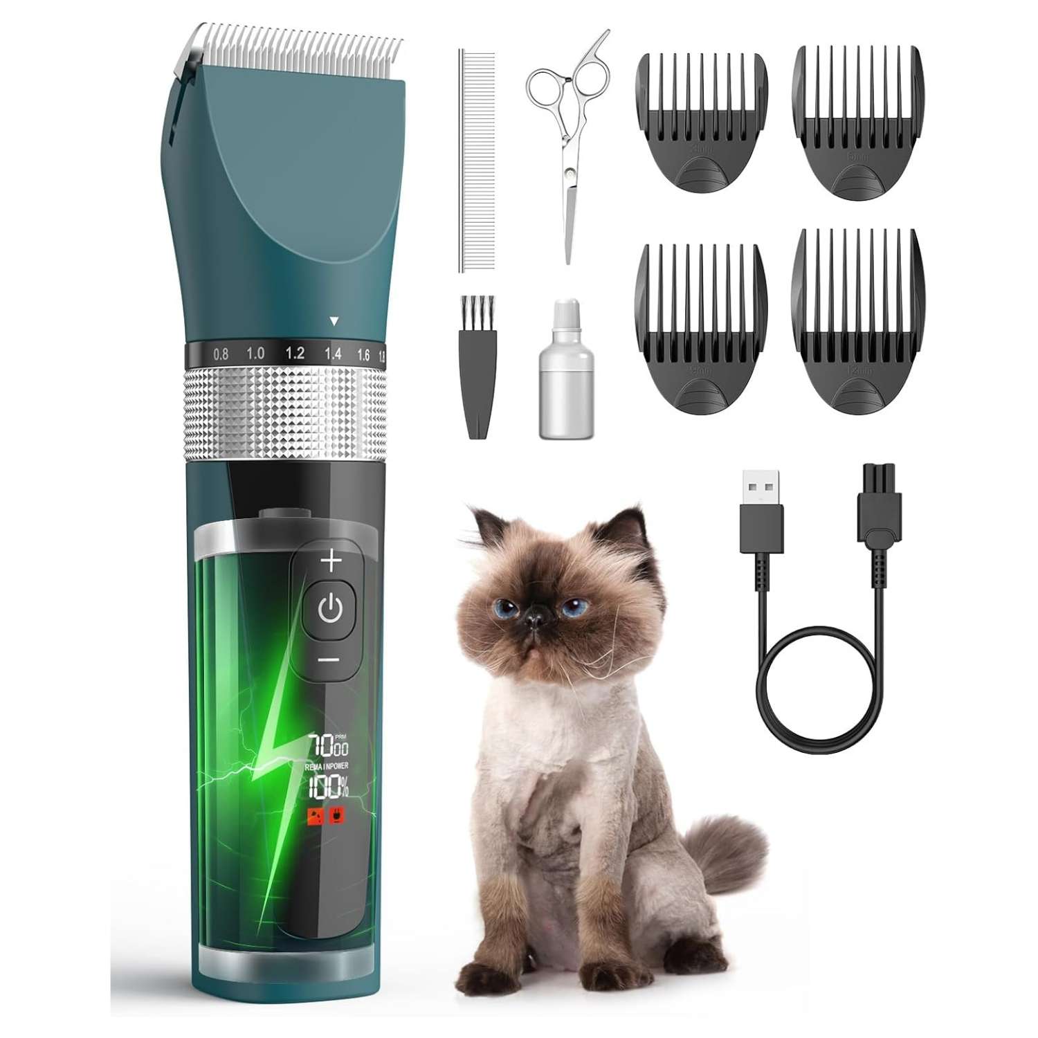 Cortapelos profesional para gatos, silencioso, inalámbrico y recargable.