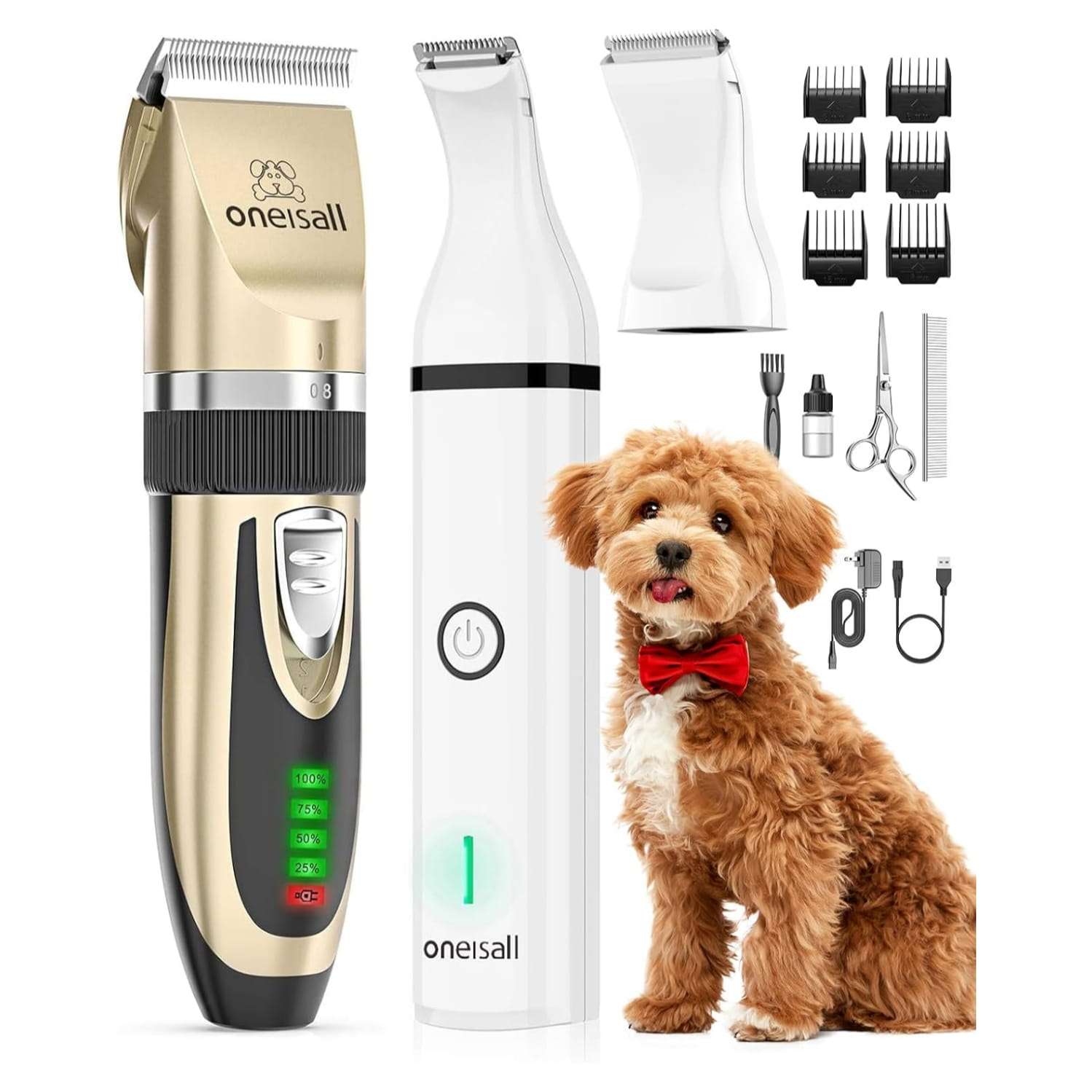 Kit de maquina inalambrica para cortar pelo de perros con pantalla LCD y recortador de patas.