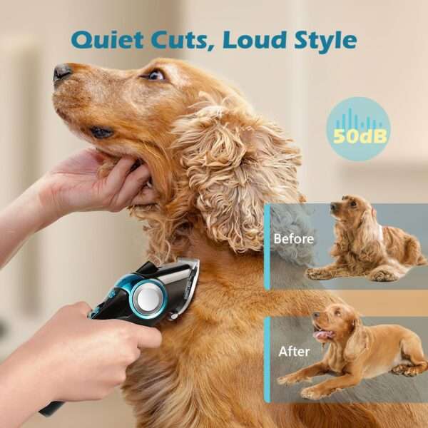 Cortapelos para perros 5 en 1, inalámbrico, recargable y con cuchilla de acero inoxidable.