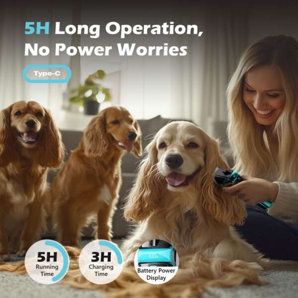 Cortapelos para perros 5 en 1, inalámbrico, recargable y con cuchilla de acero inoxidable.