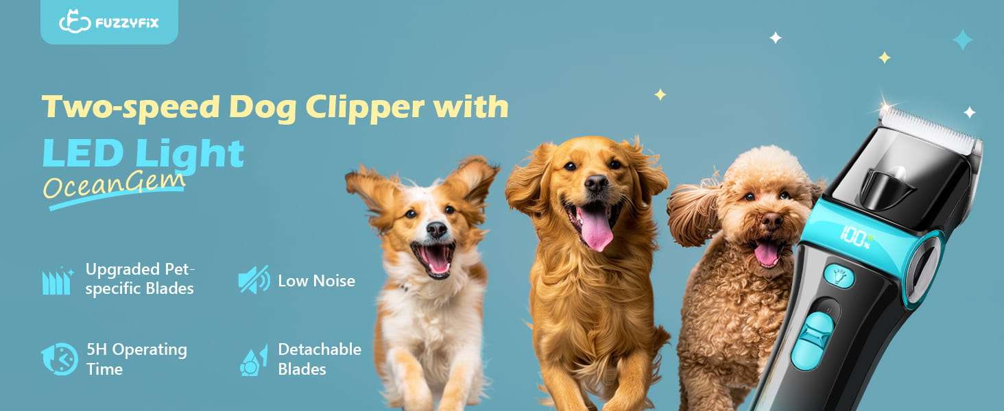 Cortapelos para perros 5 en 1, inalámbrico, recargable y con cuchilla de acero inoxidable.