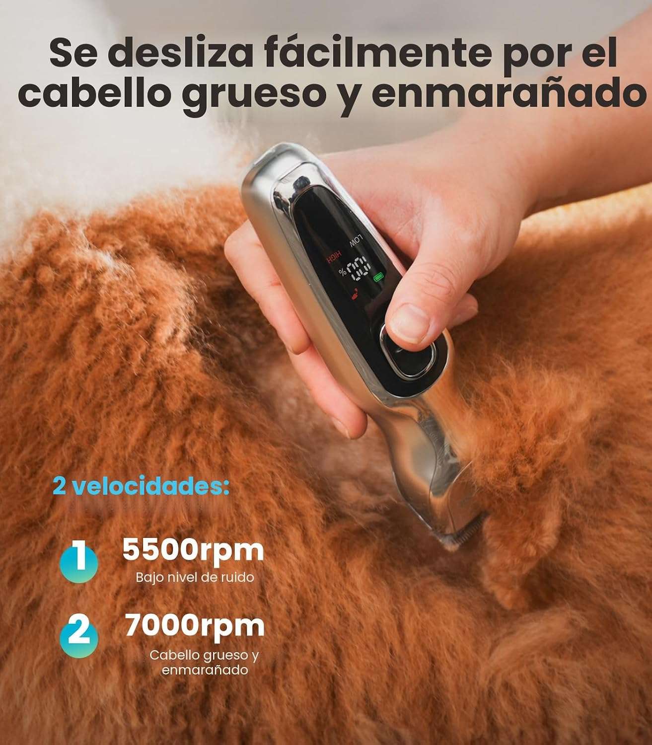 Maquina cortapelo inalambrica para perros con cuchillas de metal y dos velocidades