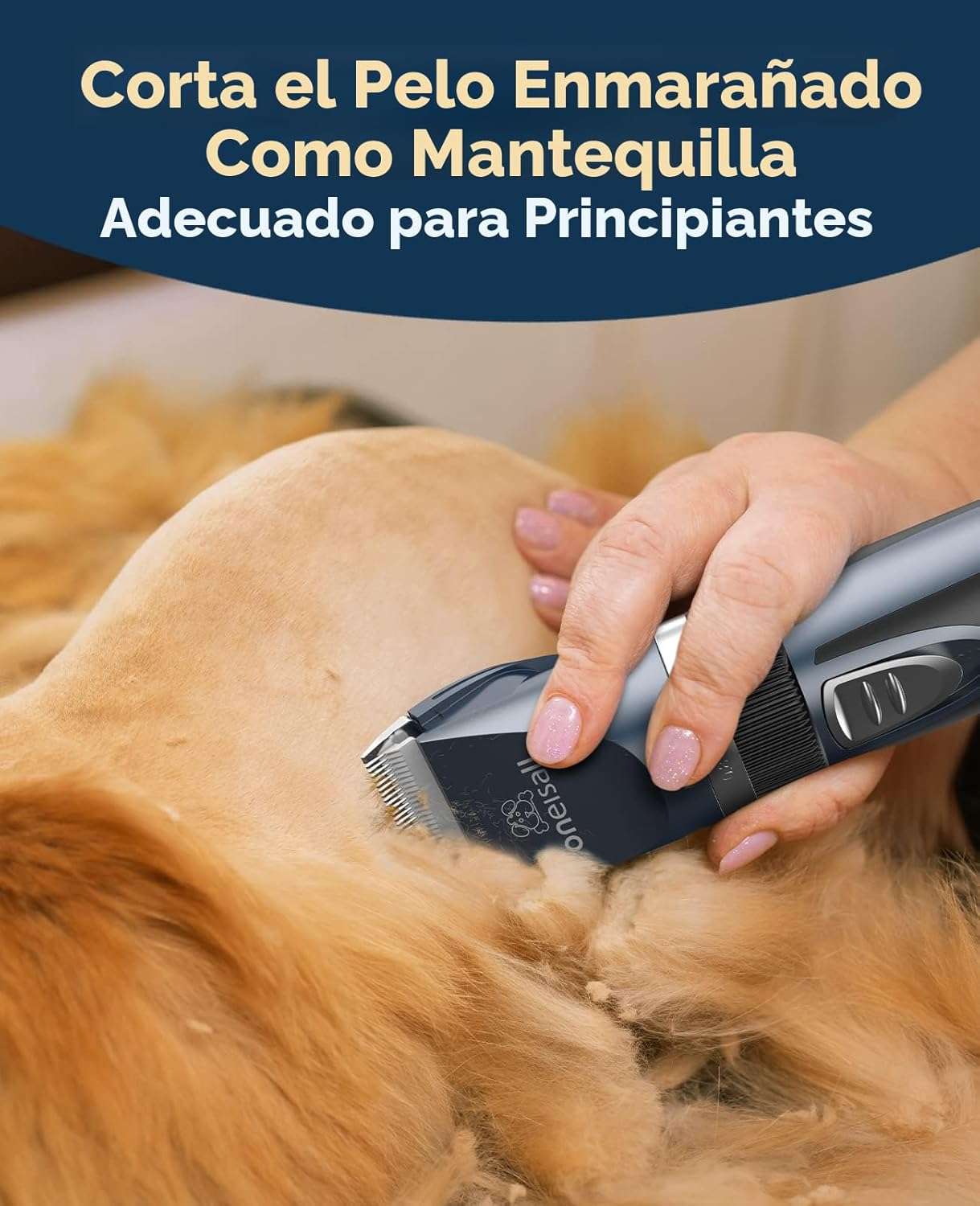 Maquina inalambrica de cortar pelo para perros y gatos con pantalla LCD y kit de accesorios.