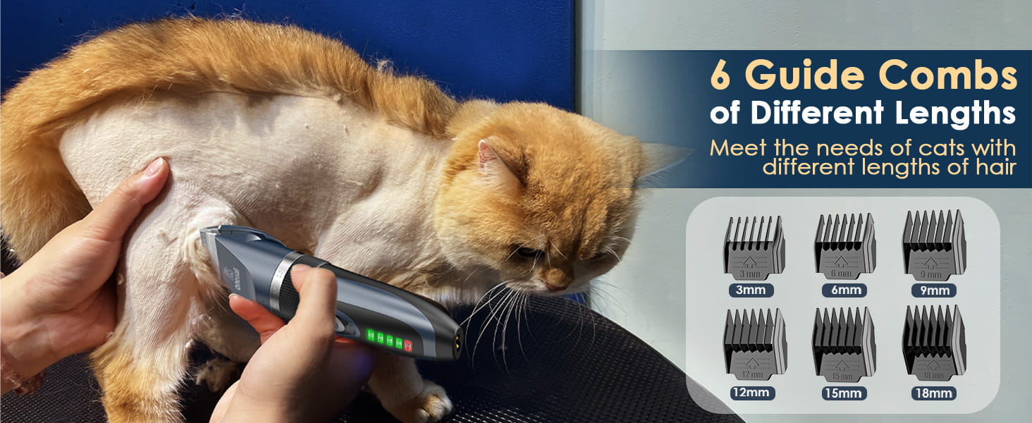Maquina inalambrica de cortar pelo para perros y gatos con pantalla LCD y kit de accesorios.