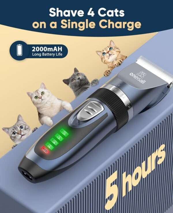 Cortapelos para perros y gatos, silencioso, recargable con 2 velocidades.