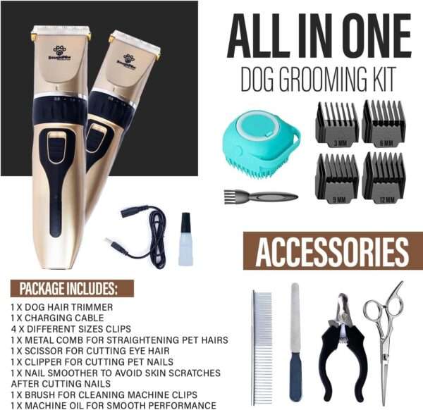 Cortapelos para perros, silencioso, recargable y con peines ajustables.