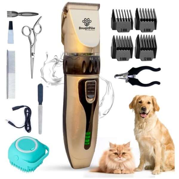 Cortapelos para perros, silencioso, recargable y con peines ajustables.