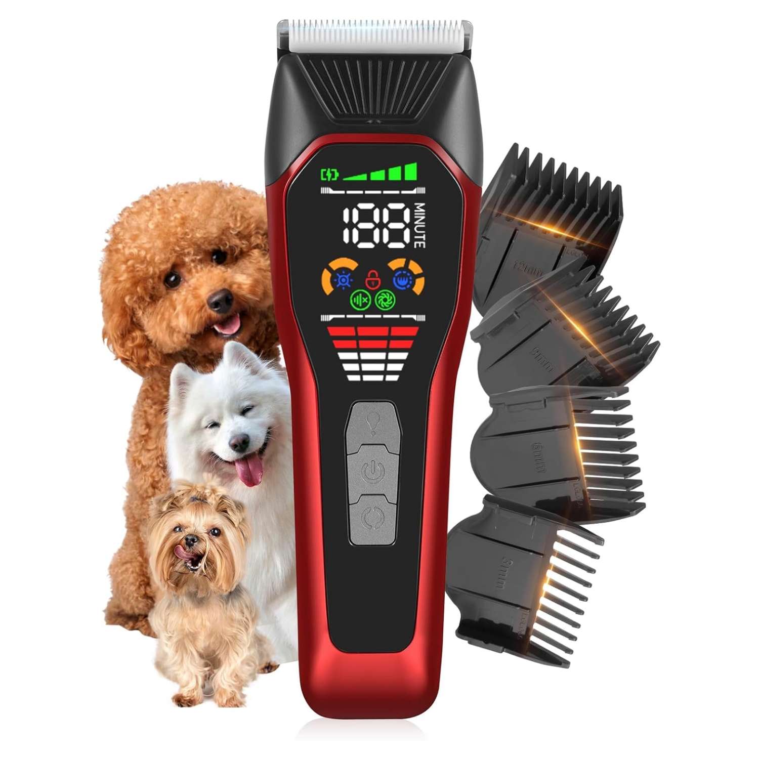 Cortapelos profesional para perros y gatos, silencioso, inalámbrico y con hoja ancha.