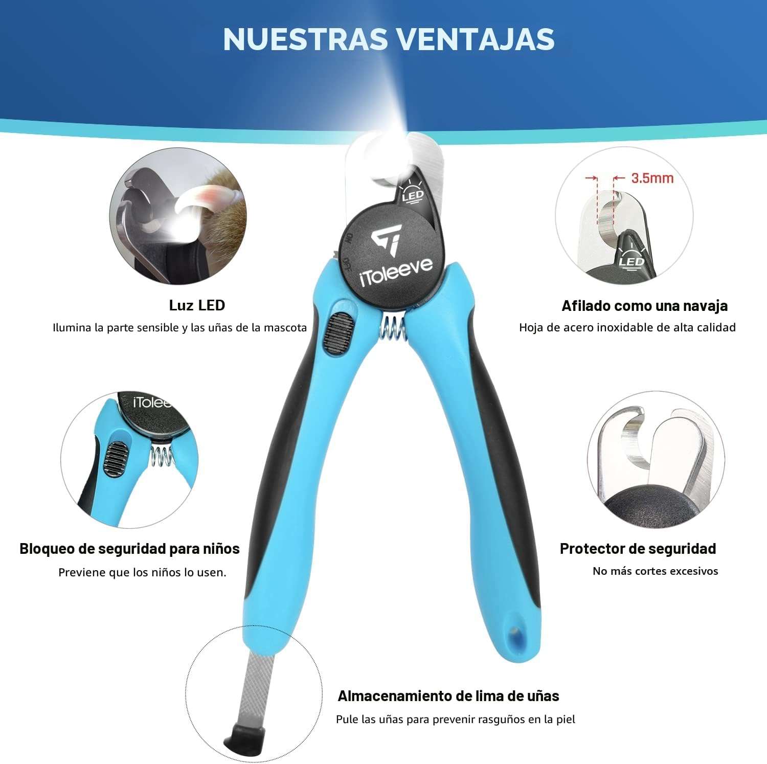 Cortauñas LED para perros y gatos.