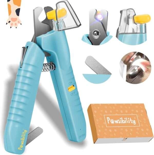 Cortauñas para perros y gatos con luz LED, recargable.