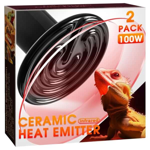 Emisor de calor cerámico negro (CHE) de 100W para terrario, sin emisión de luz y con larga duración.