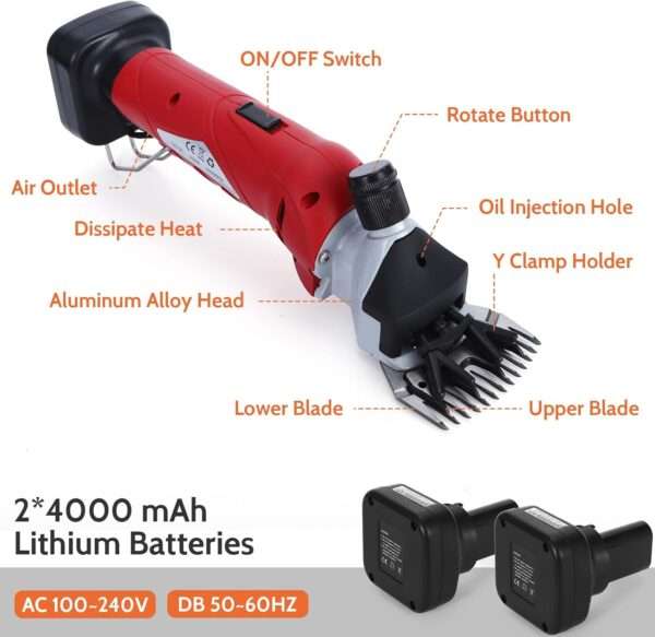Esquiladora profesional de 380W para ovejas y ganado, inalámbrica.