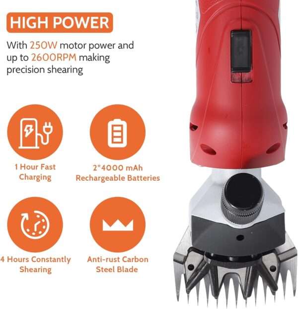 Esquiladora profesional de 380W para ovejas y ganado, inalámbrica.