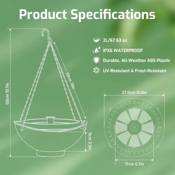Fuente solar para jardín. Decoración 3 en 1 para baño de pájaros y estanque.