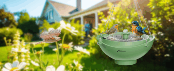 Fuente solar para jardín. Decoración 3 en 1 para baño de pájaros y estanque.