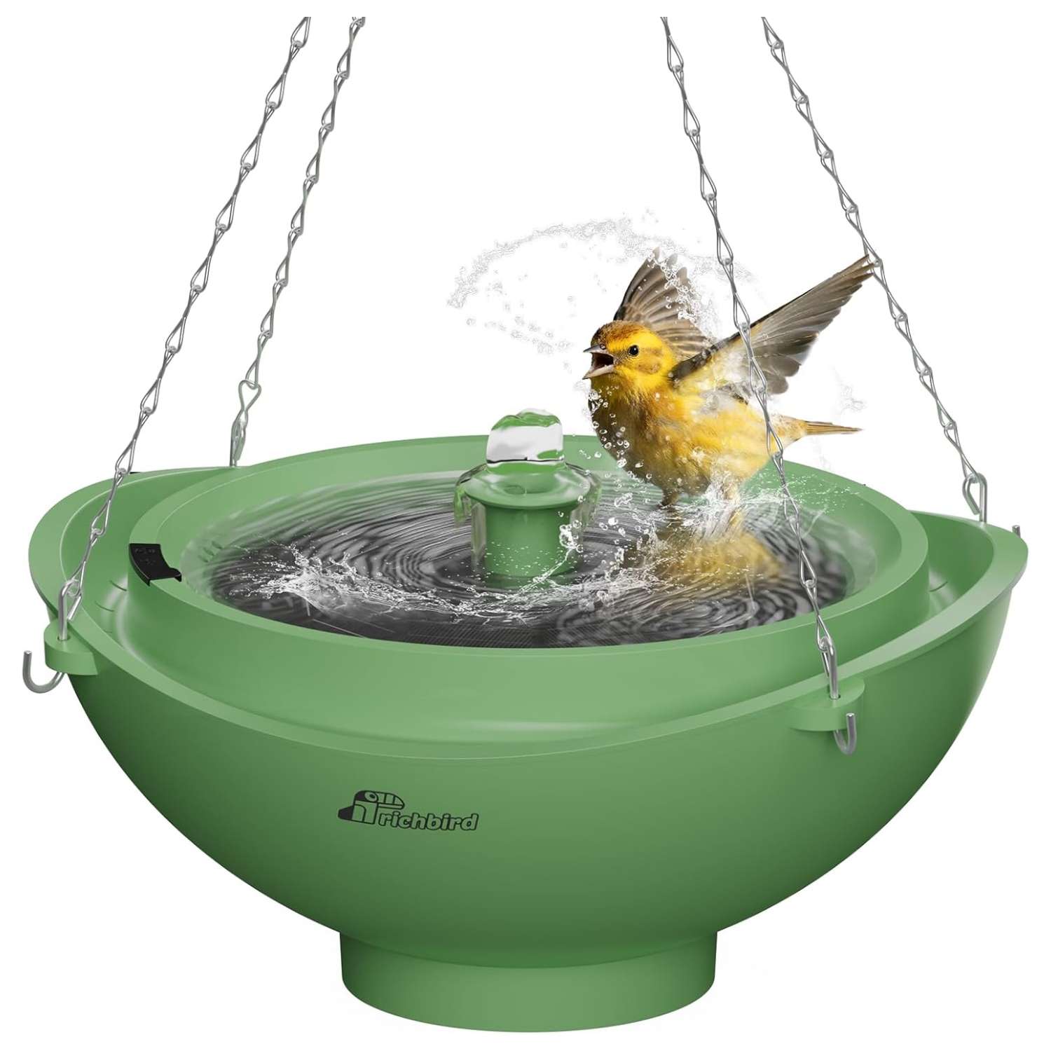 Fuente solar para jardín. Decoración 3 en 1 para baño de pájaros y estanque.