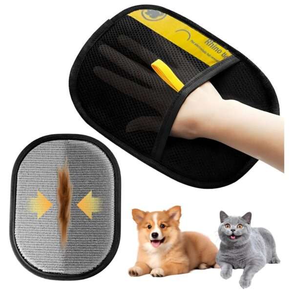 Guante quitapelos para mascotas. Elimina pelo de muebles, alfombras y ropa.
