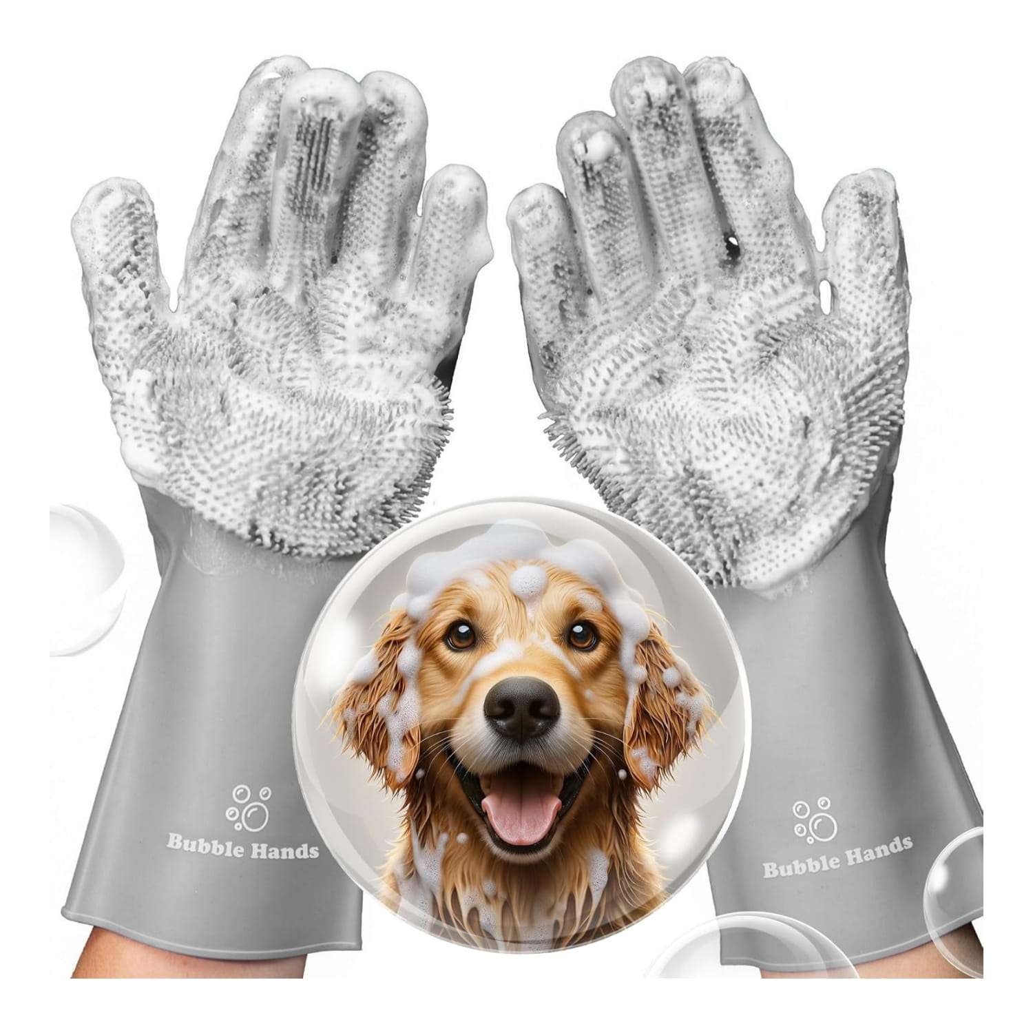 Guantes de baño para perros y gatos. Cepillo de silicona con cerdas para limpieza y masaje.