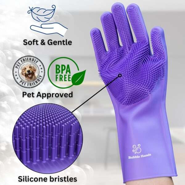 Guantes de baño para perros y gatos. Cepillo de silicona con cerdas para limpieza y masaje.