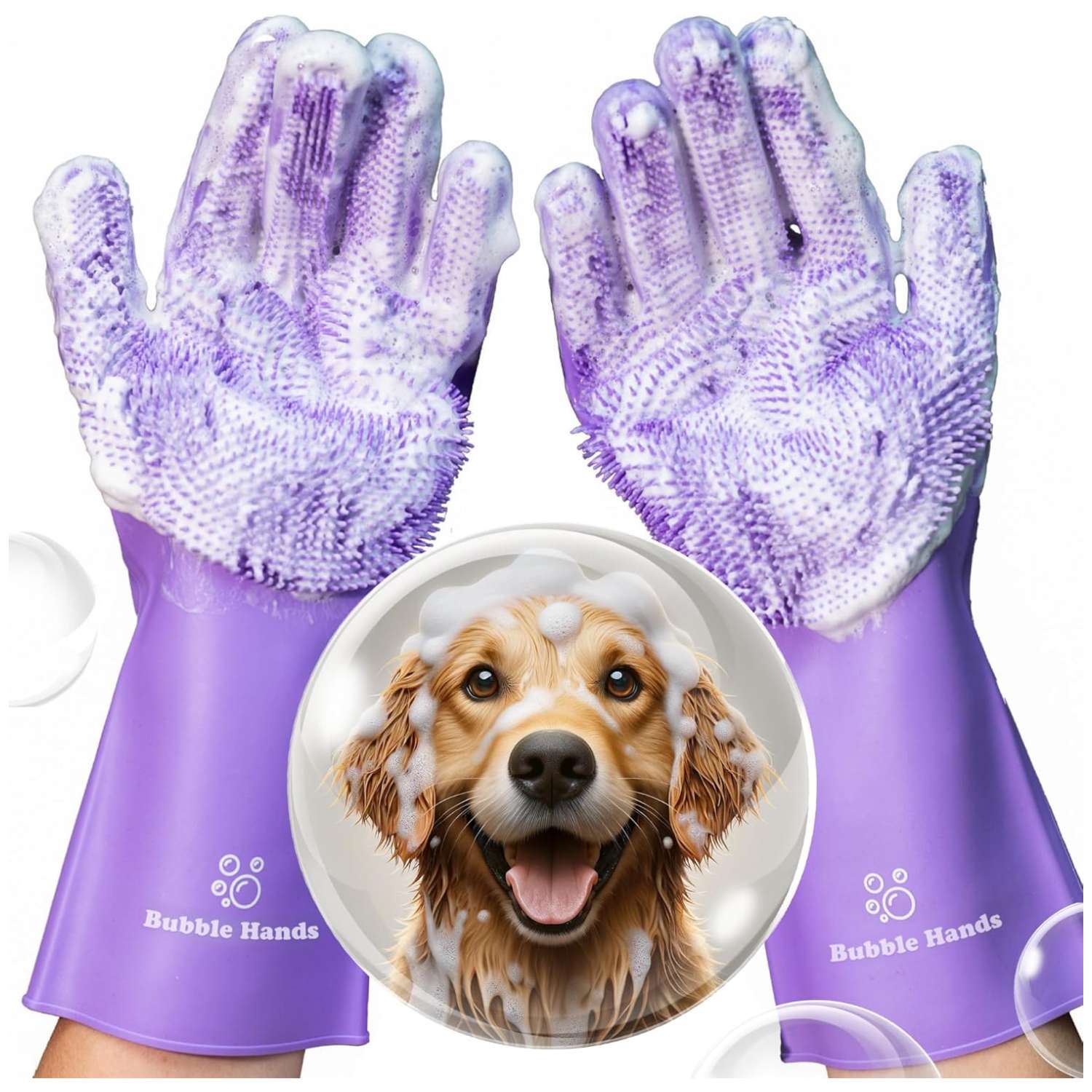 Guantes de baño para perros y gatos. Cepillo de silicona con cerdas para limpieza y masaje.