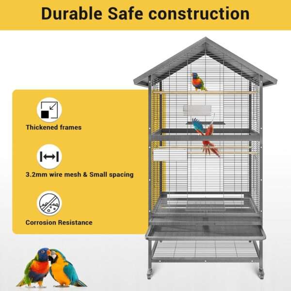 Jaula grande para loros y cacatúas con ruedas.