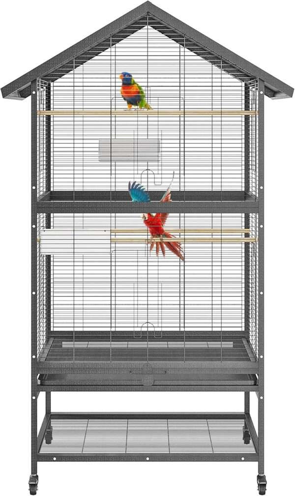 Jaula grande para loros y cacatúas con ruedas.