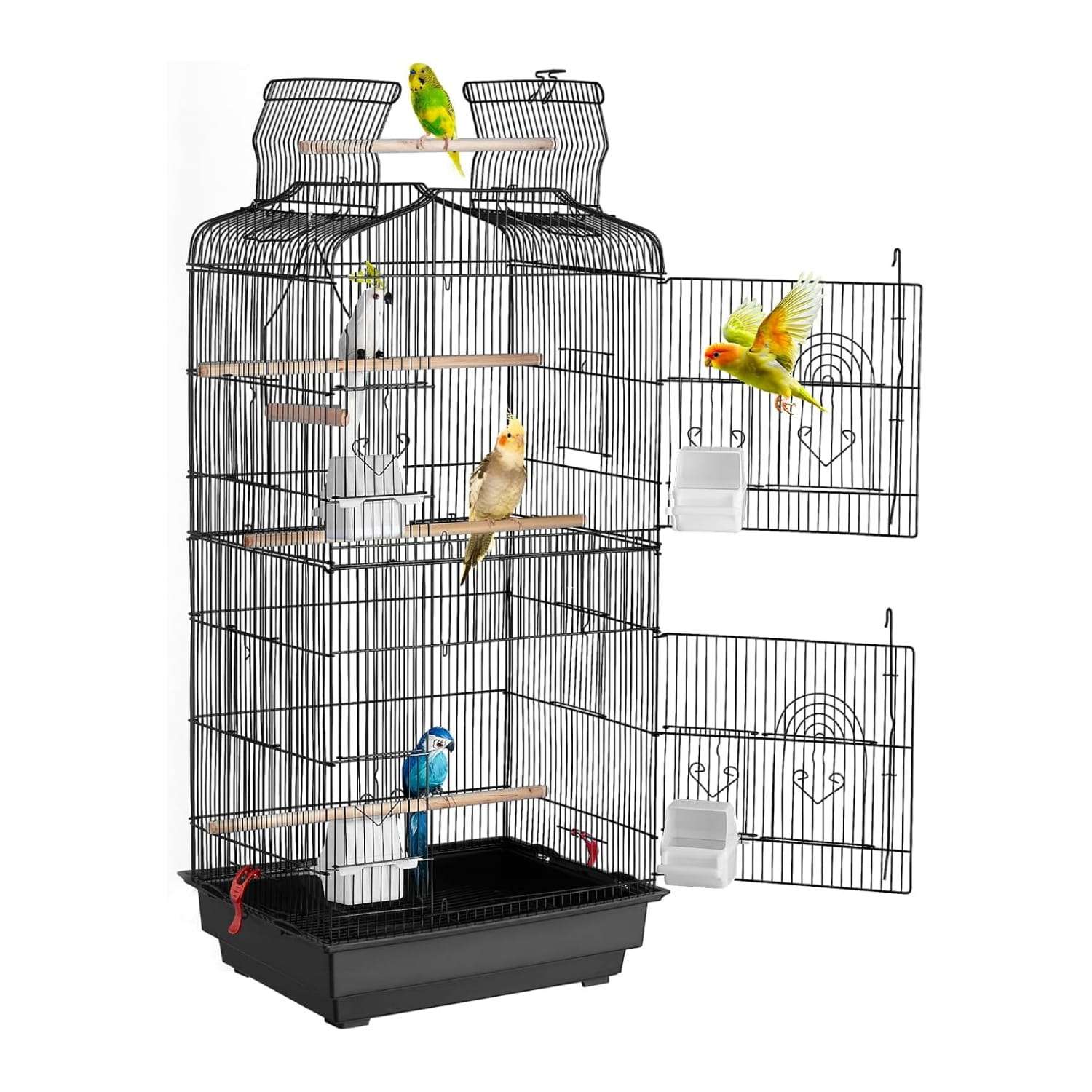 Jaula grande colgante con columpio para loros y cacatúas.