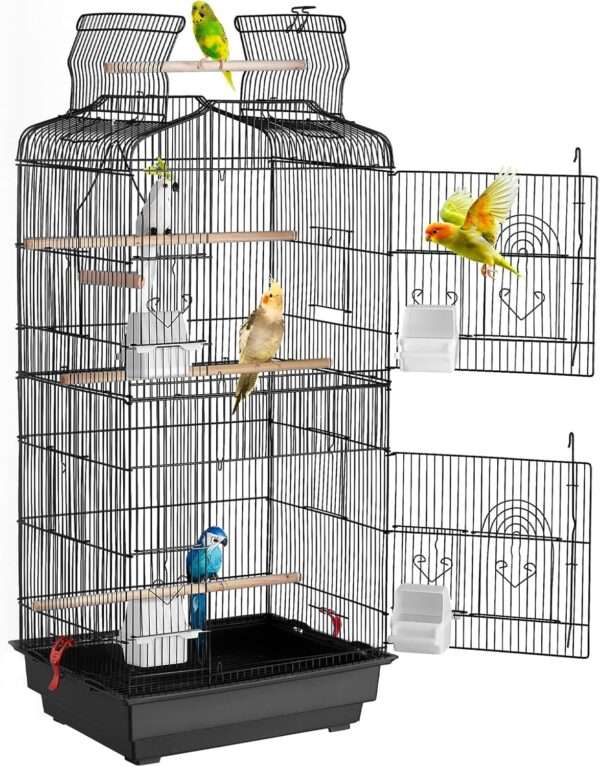 Jaula grande colgante con columpio para loros y cacatúas.