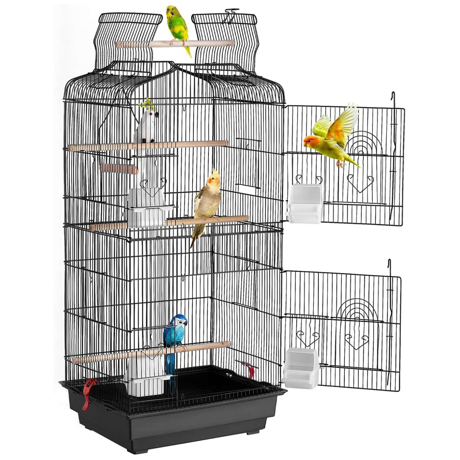 Jaula grande colgante con columpio para loros y cacatúas.