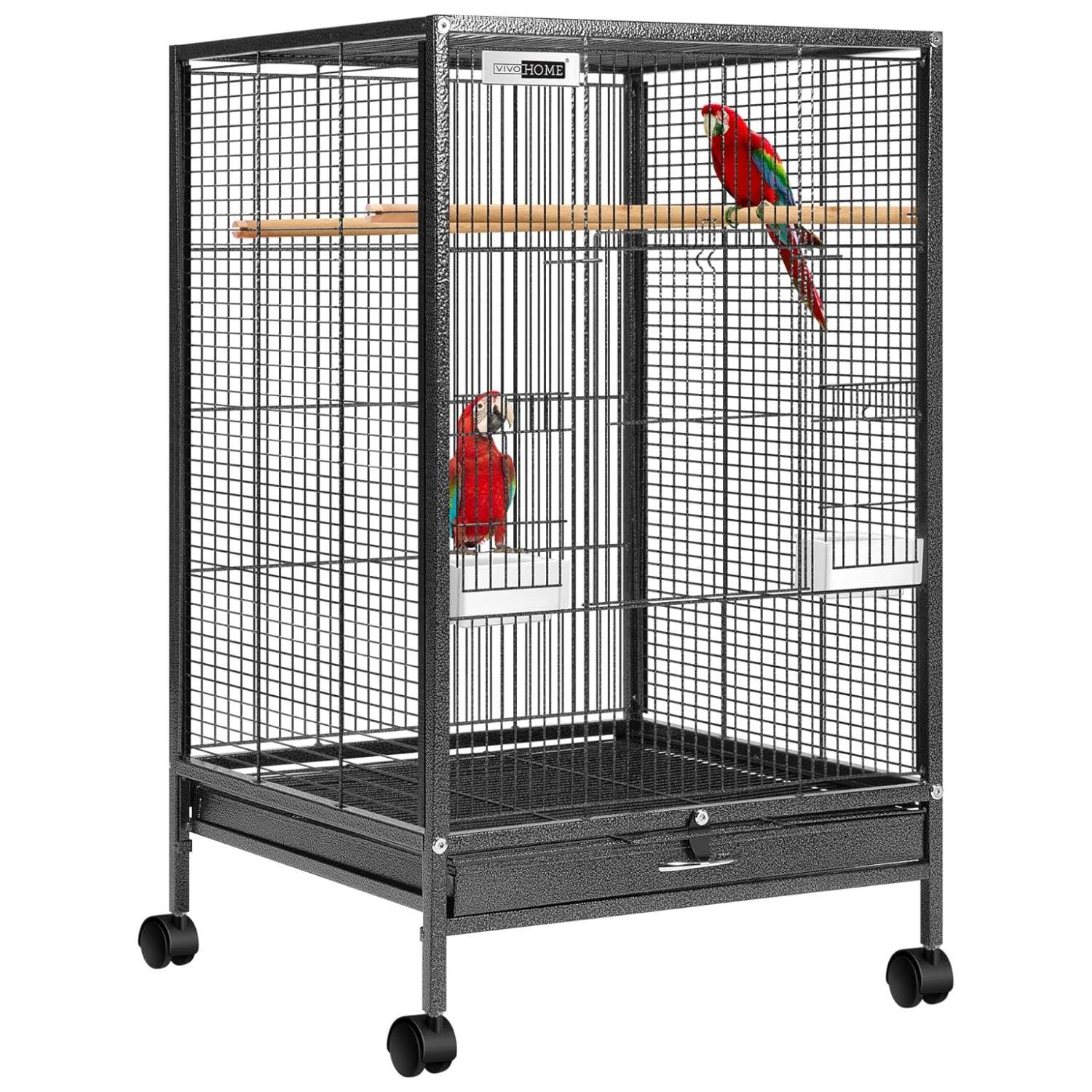 Jaula grande de acero para loros.