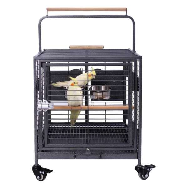 Jaula de viaje 2 en 1 con ruedas para loros.