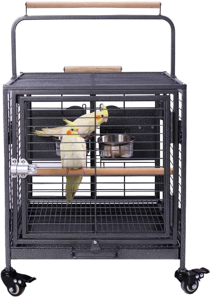 Jaula de viaje 2 en 1 con ruedas para loros.