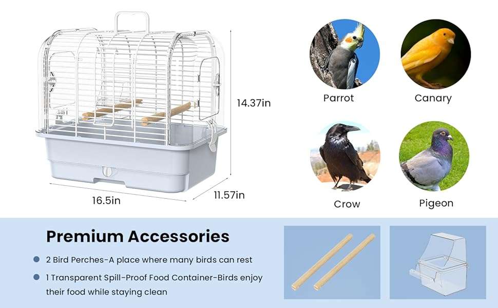Jaula de viaje portátil para pájaros pequeños.