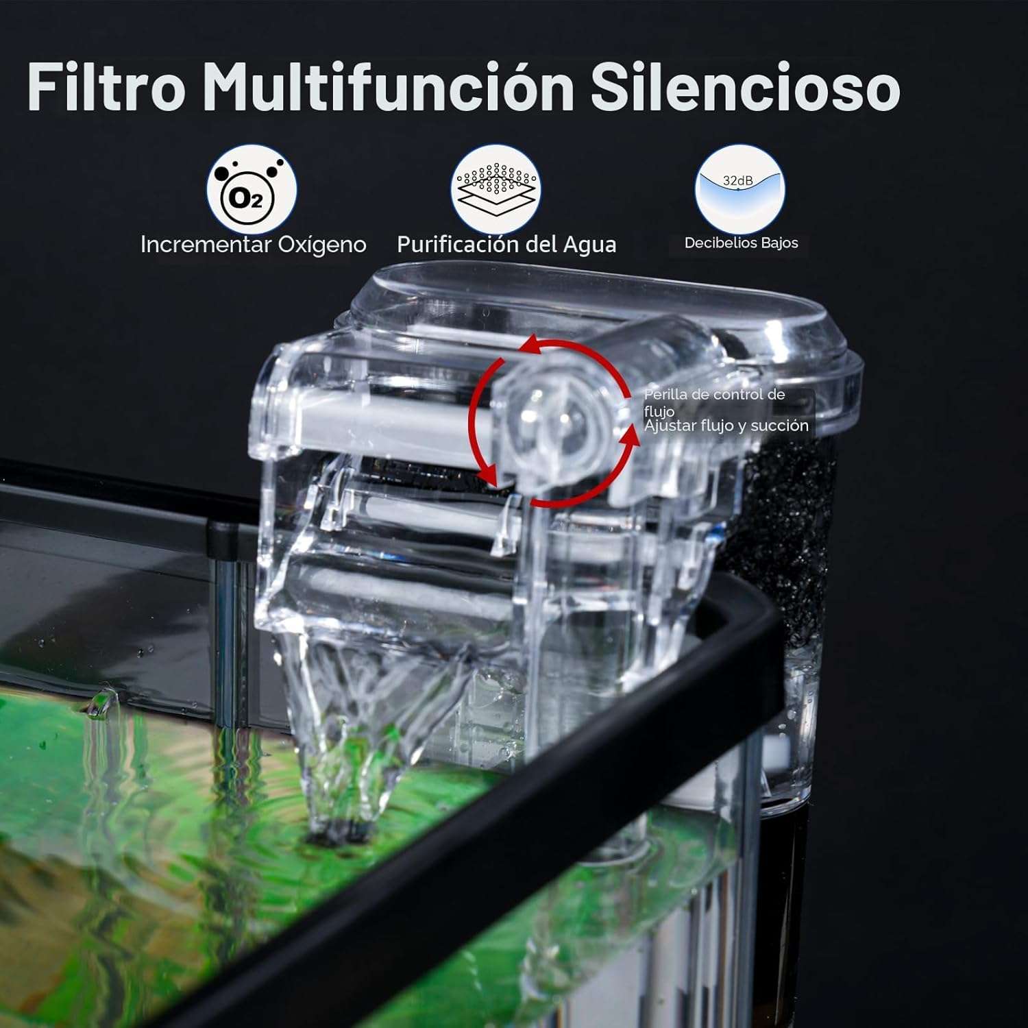 Kit de acuario completo de plastico resistente con luz LED y bomba silenciosa para peces betta.