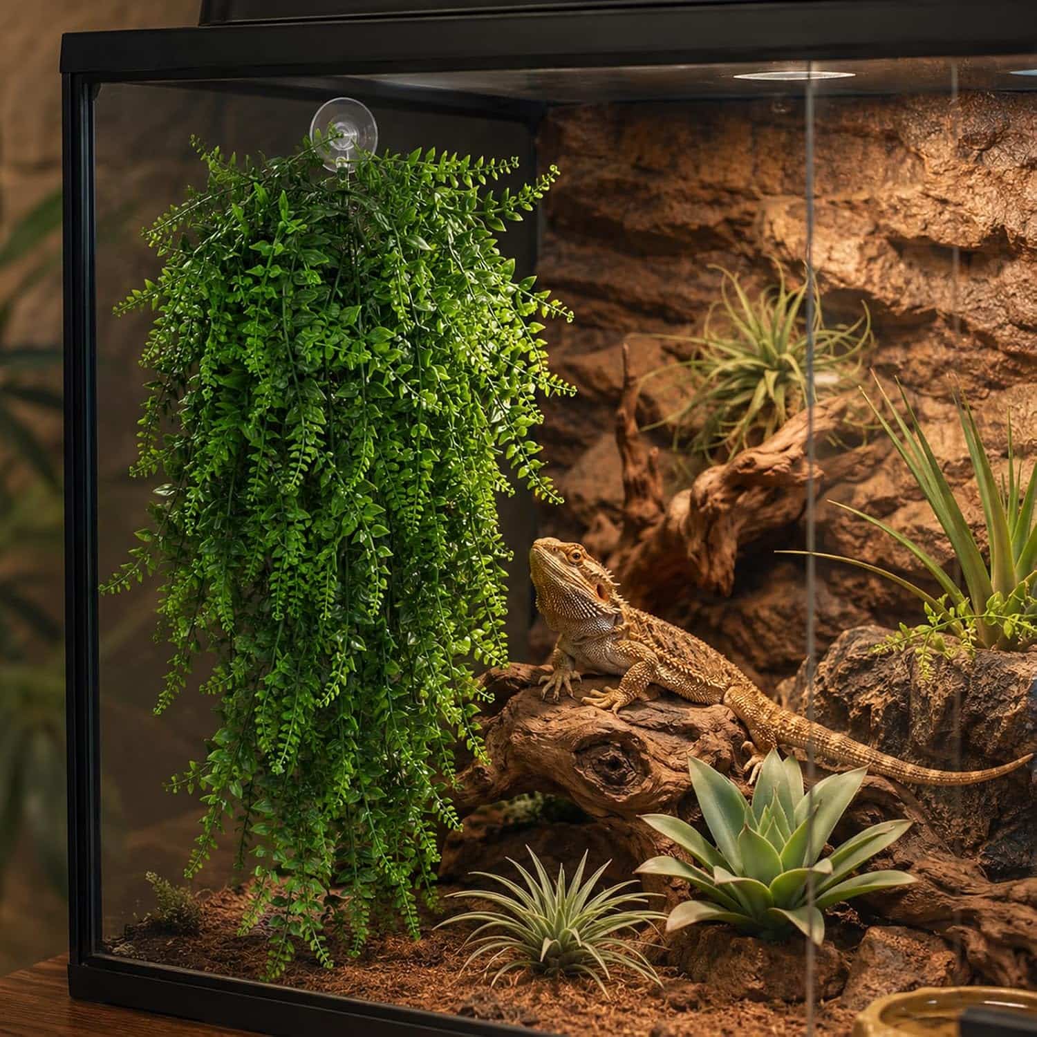 Kit de 2 vides artificiales largas (84 cm) con hojas de seda suave y ventosa para decorar terrarios.