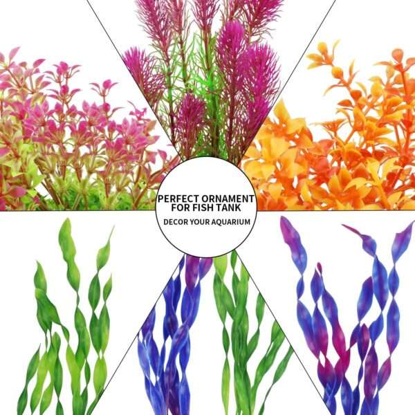 Kit de 7 plantas artificiales multi-color (10 a 32 cm) con base de cerámica, hojas suaves y desmontables.