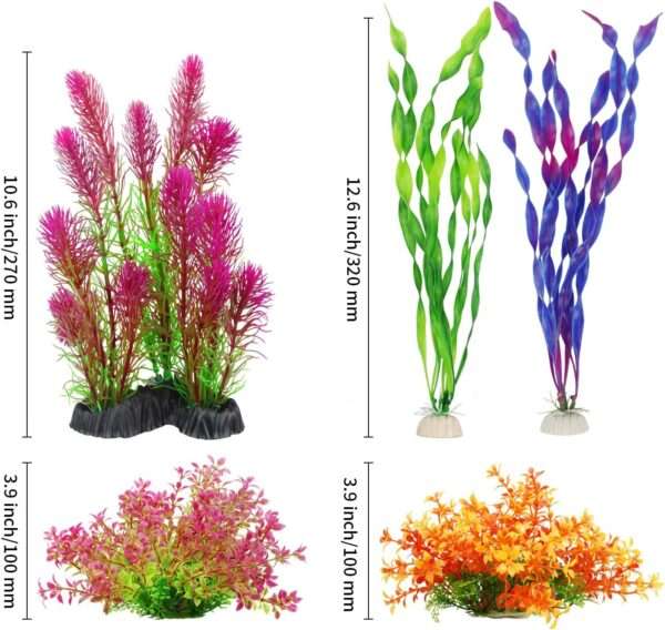 Kit de 7 plantas artificiales multi-color (10 a 32 cm) con base de cerámica, hojas suaves y desmontables.