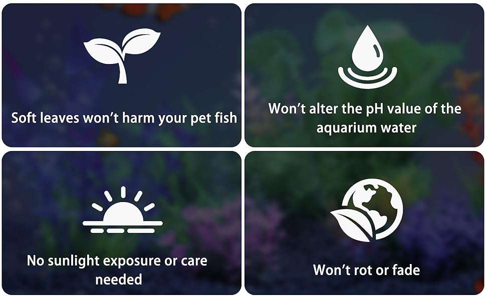 Kit de 8 decoraciones para acuario: roca escondite y 7 plantas artificiales (5 a 20 cm) de hojas suaves.