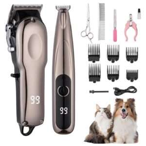 Kit de aseo 2 en 1 para perros y gatos, con cortapelos y recortadora de patas.
