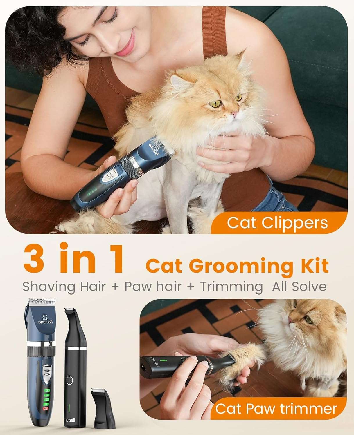 Kit de aseo 3 en 1 para perros y gatos, para nudos y enredos.