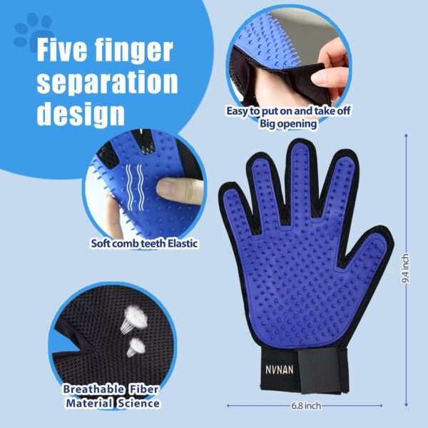 Juego de aseo 4 en 1 para perros. Incluye cepillo, guantes, peine y masajeador.