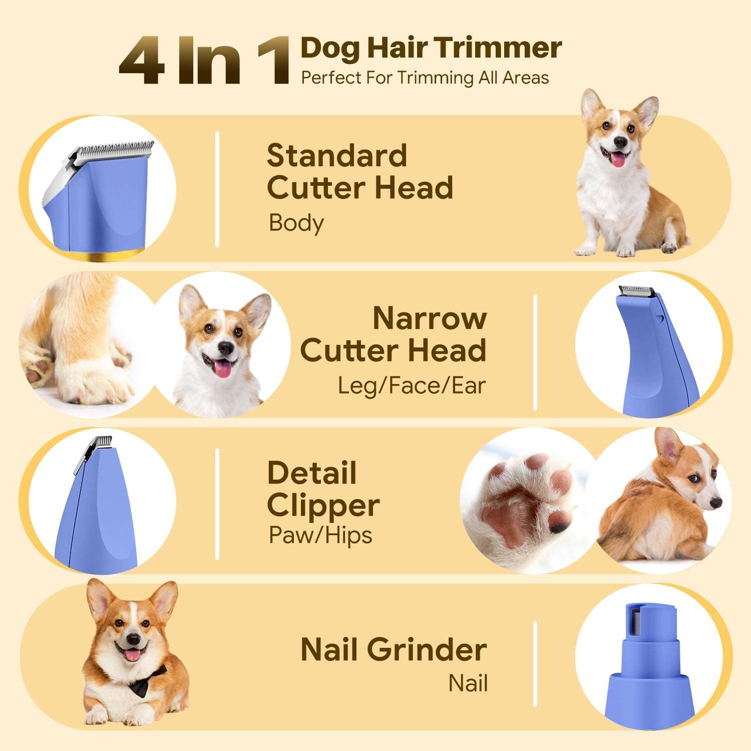 Kit de aseo 4 en 1 para perros pequeños, inalámbrico.