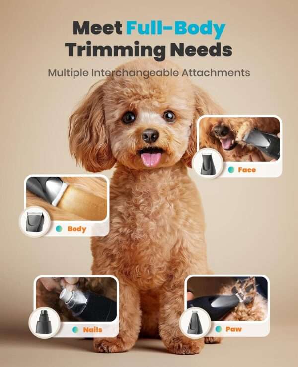 Kit de aseo 4 en 1 para perros y gatos, silencioso, inalámbrico y recargable.