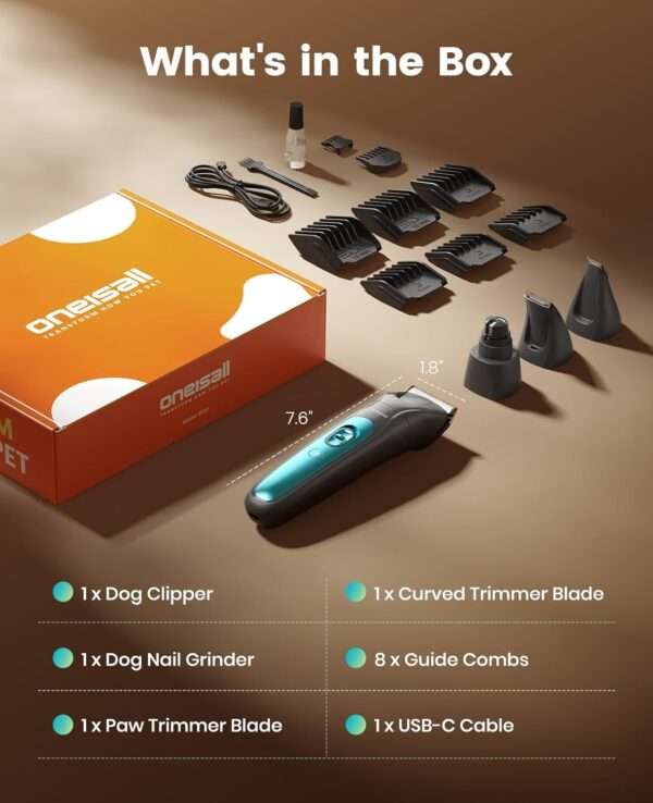 Kit de aseo 4 en 1 para perros y gatos, silencioso, inalámbrico y recargable.